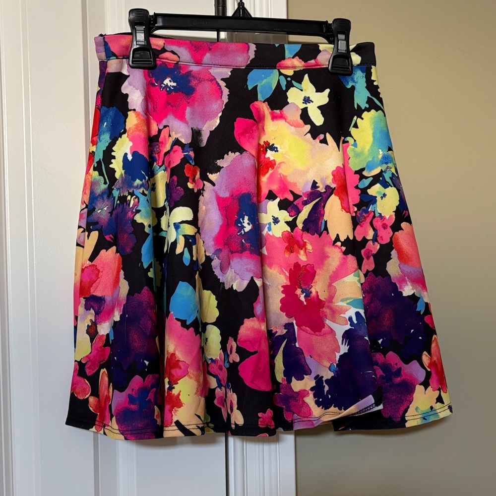 Floral A-Line Skirt in Multi-Color